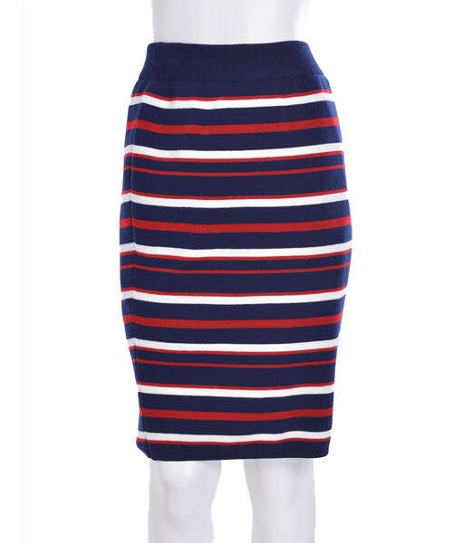 merry jenny（メリージェニー）の「ボーダーニットタイトスカート（スカート・レディース・ピンク/イエロー/ネイビー・F）」の3枚目の写真