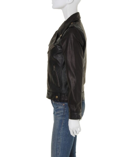 Ungrid（アングリッド）の「《andGIRL10月号 中村アンｻﾝ着用》【Men’s Like】リアルレザーライダース（ジャケット/アウター・レディース・ブラック/ブラウン・S/M）」の6枚目の写真