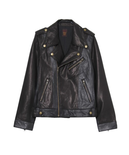 Ungrid（アングリッド）の「《andGIRL10月号 中村アンｻﾝ着用》【Men’s Like】リアルレザーライダース（ジャケット/アウター・レディース・ブラック/ブラウン・S/M）」の12枚目の写真