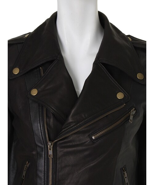 Ungrid（アングリッド）の「《andGIRL10月号 中村アンｻﾝ着用》【Men’s Like】リアルレザーライダース（ジャケット/アウター・レディース・ブラック/ブラウン・S/M）」の8枚目の写真