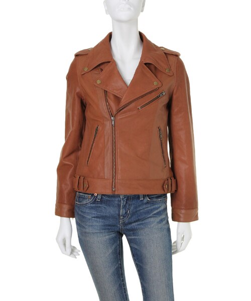 Ungrid（アングリッド）の「《andGIRL10月号 中村アンｻﾝ着用》【Men’s Like】リアルレザーライダース（ジャケット/アウター・レディース・ブラック/ブラウン・S/M）」の2枚目の写真