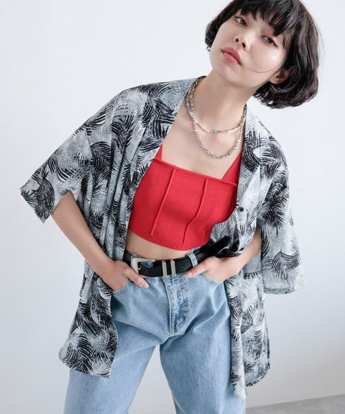 PAGEBOY(ページボーイ)の「サマーリゾートショートシャツ(トップス・レディース・モノトーン01/ピンク系25/ブルー系85・F)」の1枚目の写真