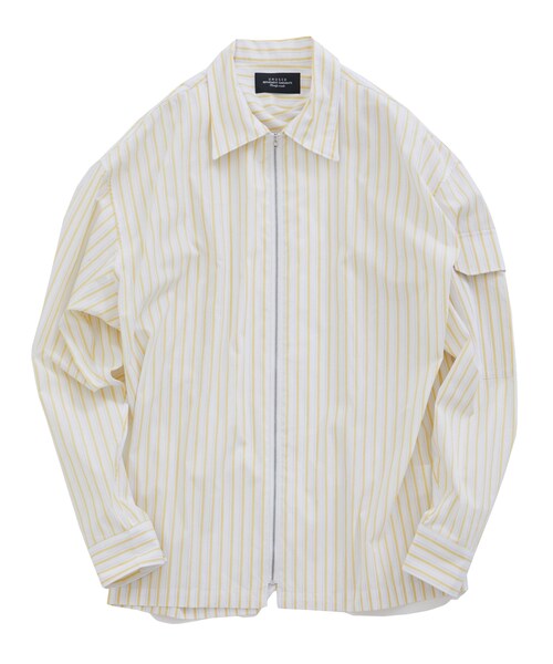 UNUSED（アンユーズド）の「Zip-up striped shirt（シャツ/ブラウス・メンズ・YLW/BLU・2/3）」の2枚目の写真