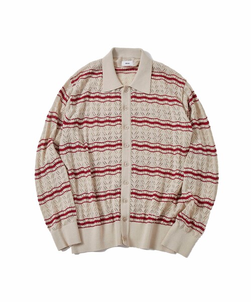 ALLEGE(アレッジ)の「Openwark Boder Cardigan(ニット/セーター・メンズ・BLK/BGE/TAN・2/3)」の2枚目の写真