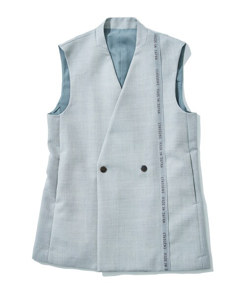 ETHOSENS(エトセンス)の「Ear name vest(その他アウター・メンズ・BLK/SAX・1/2)」の2枚目の写真