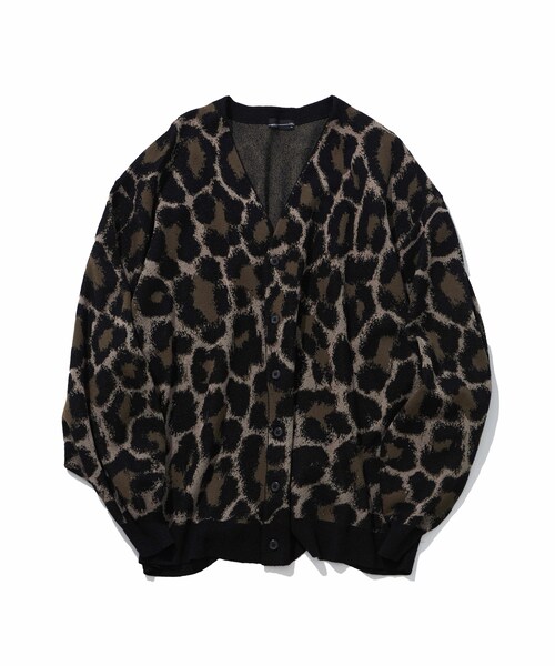 POLYESTER WJQ KNIT LEOPARD CARDIGAN