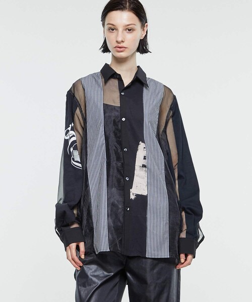 STUDIOUS SELECT(ステュディオスセレクト)の「ストライプシャツ SR22SS-24(シャツ/ブラウス・レディース・WHT/BLK・S/M/L)」の2枚目の写真