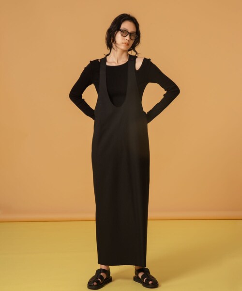 STUDIOUS SELECT（ステュディオスセレクト）の「カットオフジャンパースカート（ワンピース・レディース・GRY/BLK・1/2）」の2枚目の写真