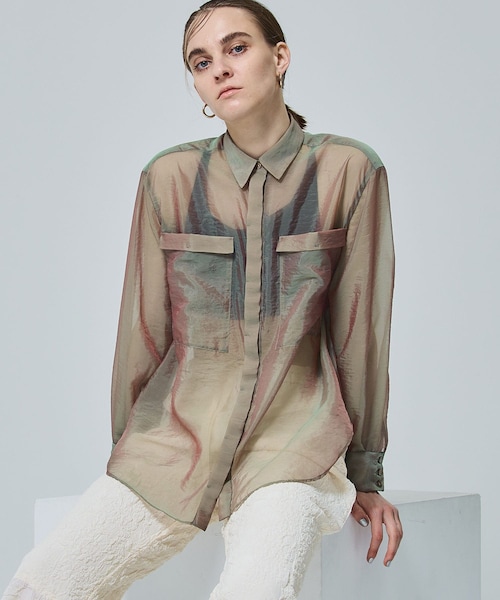 STUDIOUS（ステュディオス）の「シャドーシアーオーバーSH（シャツ/ブラウス・レディース・WHT/BLK/KHK/BLU・FREE）」の3枚目の写真
