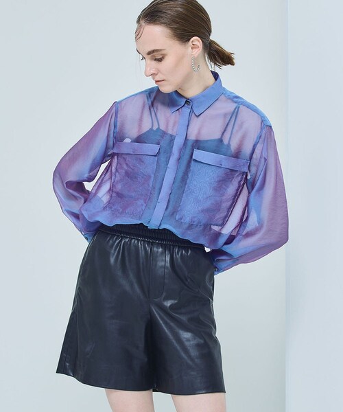 STUDIOUS（ステュディオス）の「シャドーシアーオーバーSH（シャツ/ブラウス・レディース・WHT/BLK/KHK/BLU・FREE）」の4枚目の写真