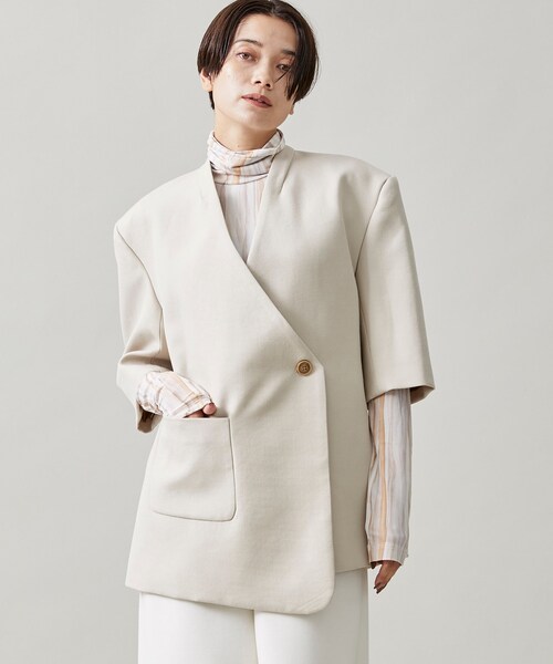 STUDIOUS SELECT（ステュディオスセレクト）の「ミドルスリーブウールジャケット（その他アウター・レディース・BLK/BGE/TAN・36/38）」の2枚目の写真