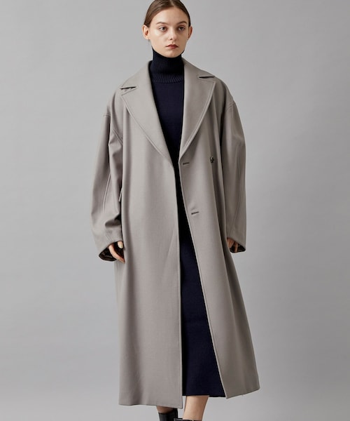 よ様 品】SHAREEF NEP MELTON LONG COAT グレー L Melton Long Coat 【公式通販】