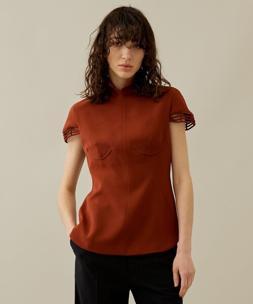 mame（マメ）の「Stretched Triacetate Basket Patteren Top（シャツ/ブラウス・レディース・BLK/BRN・2）」の2枚目の写真