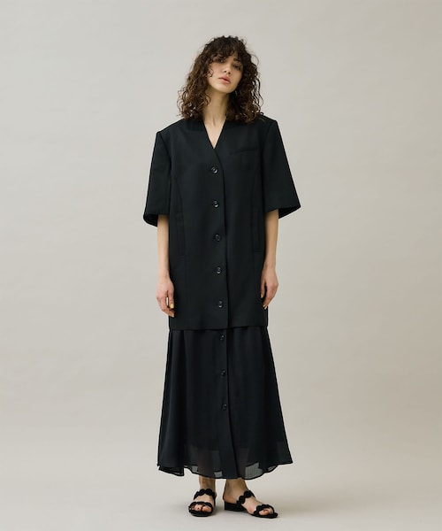 AKIRANAKA ワンピースドレス AKIRANAKA/アキラナカ】EX.Heike combi tex jersey dress BLK