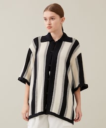 GIMA cotton stripe knit shirt