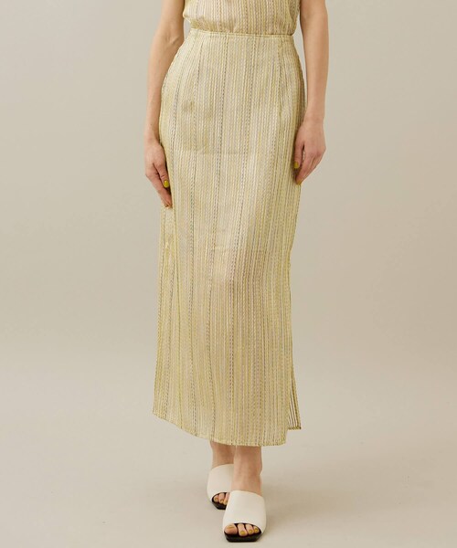 EBONY(エボニー)の「Slub Stripe Skirt(スカート・メンズ・O.WHT/YLW・1/2)」の2枚目の写真