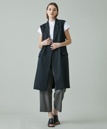 Paper wool sleeveless long jacket