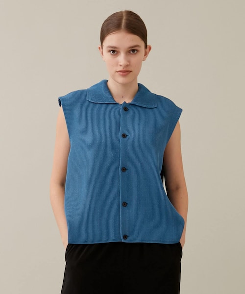 08sircus(ゼロエイトサーカス)の「Pe/Ry full cardigan sleeveless jacket(テーラードジャケット・メンズ・BLK/BLU・1)」の2枚目の写真