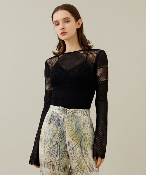FETICO(フェティコ)の「LACE KNIT BODYSUIT(ワンピース・レディース・WHT/BLK・1)」の2枚目の写真