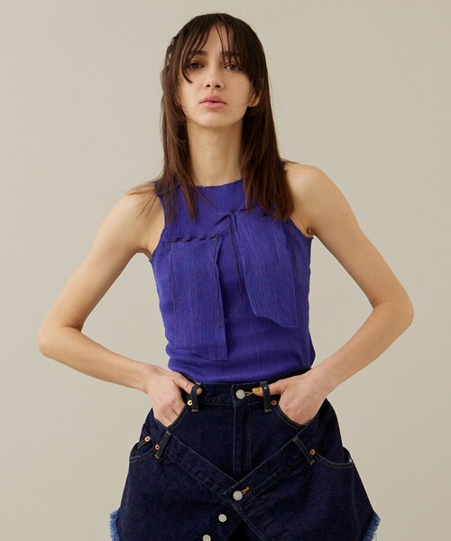 kotohayokozawa(コトハヨコザワ)の「Cotton yoryu tank top(Tシャツ/カットソー・レディース・GRN/BLU/L.BLU/PPL・FREE)」の2枚目の写真