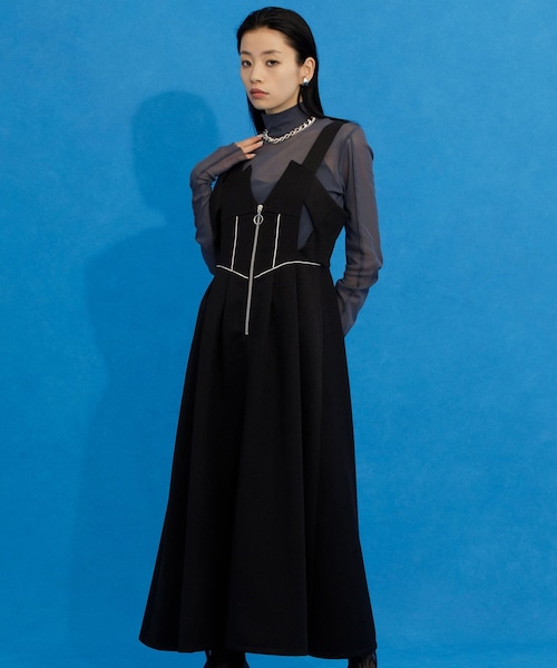 美品✨ ユナイテッドトウキョウ 前後2way ブロッキング ジャンパースカート UNITED TOKYO（ユナイテッドトウキョウ）の「【WEB限定】前後2way