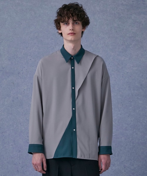 PUBLIC TOKYO バックサテンダブルボタンシャツ PUBLIC TOKYO（パブリックトウキョウ）の「ダブルサテンクレリック