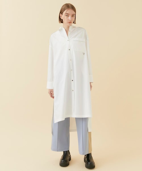 パイピングシャツワンピース