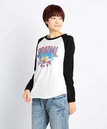 DOUBLE NAME | プリント長袖ラグランTシャツ(トップス)