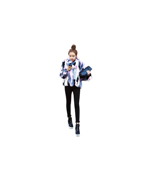 STYLENANDA(スタイルナンダ)の「ピンクMIXフェイクファージャケット(その他・レディース・ピンク・フリーサイズ)」の2枚目の写真