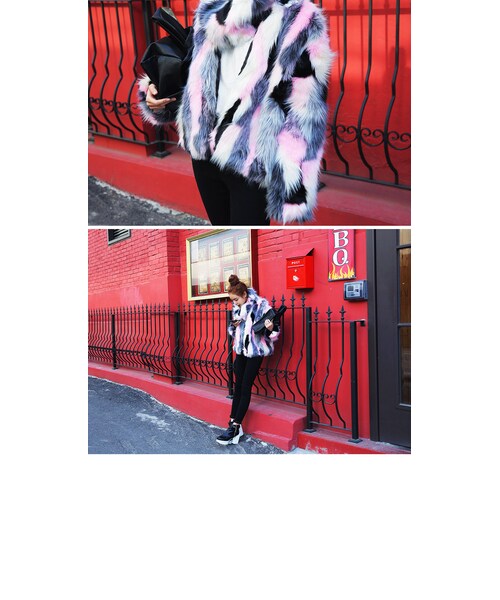 STYLENANDA(スタイルナンダ)の「ピンクMIXフェイクファージャケット(その他・レディース・ピンク・フリーサイズ)」の6枚目の写真