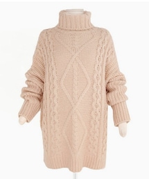 DHOLIC | ダイヤ編みロングタートルニット(ニット/セーター)