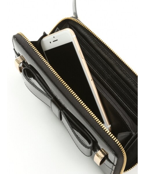 Honey Salon（ハニーサロン）の「エナメルリボンスマホウォレット（バッグ・レディース・ブラック/ピンク・Free）」の4枚目の写真