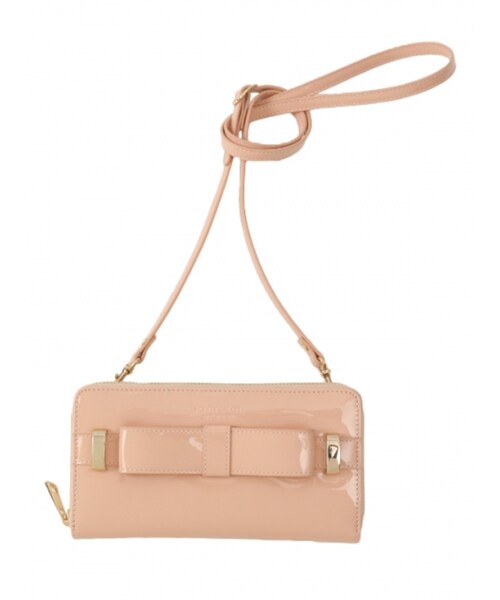 Honey Salon（ハニーサロン）の「エナメルリボンスマホウォレット（バッグ・レディース・ブラック/ピンク・Free）」の2枚目の写真