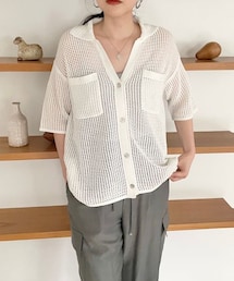 LOWRYS FARM | メッシュポケツキカーディガンロングスリーブ(トップス)