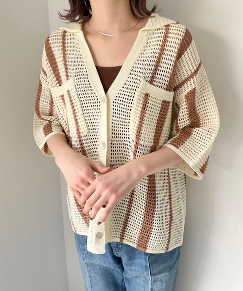 LOWRYS FARM（ローリーズファーム）の「メッシュポケツキカーディガンロングスリーブ（トップス・レディース・オフホワイト05/アイボリー08/ブラック09/ブラウン55・FREE）」の17枚目の写真