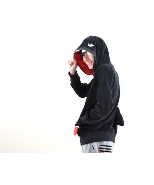 UP SMILE（アップスマイル）の「【WEB直営店限定】シャークアップスマイルパーカー【UPSMILE】（トップス・グレー/ブルー/ブラック/クレイジー・M/L/XL）」の7枚目の写真