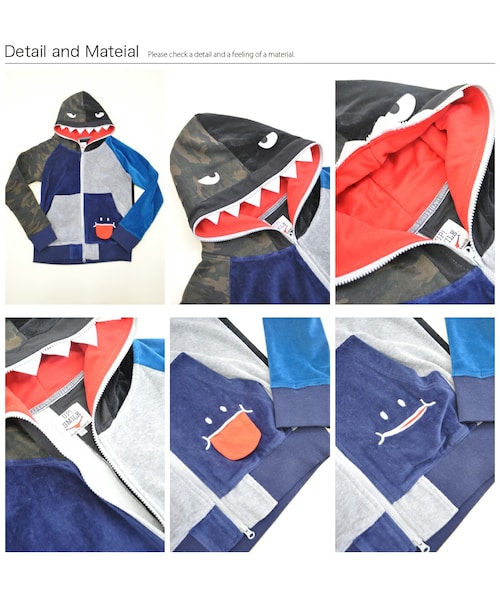 UP SMILE（アップスマイル）の「【WEB直営店限定】シャークアップスマイルパーカー【UPSMILE】（トップス・グレー/ブルー/ブラック/クレイジー・M/L/XL）」の19枚目の写真