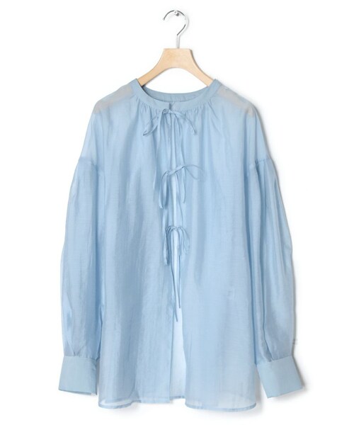 w closet(ダブルクローゼット)の「★先行予約★【前後2WAY】リボンシアーシャツ【4月中旬入荷】(トップス・レディース・オフホワイト/サックス/グレージュ・FREE)」の5枚目の写真