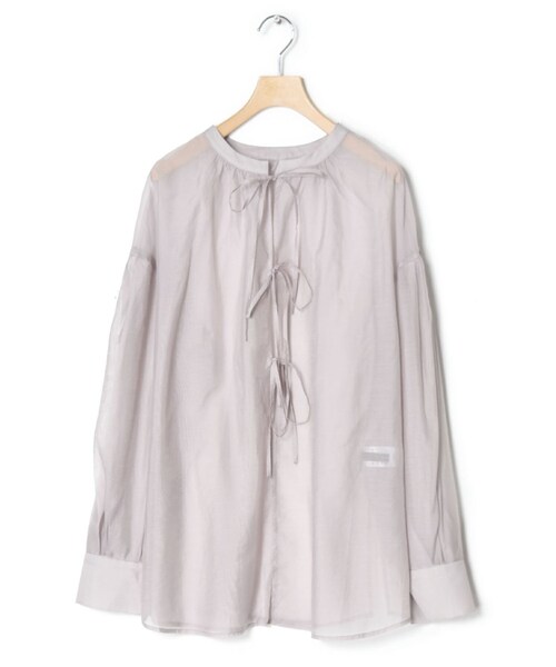 w closet(ダブルクローゼット)の「★先行予約★【前後2WAY】リボンシアーシャツ【4月中旬入荷】(トップス・レディース・オフホワイト/サックス/グレージュ・FREE)」の6枚目の写真