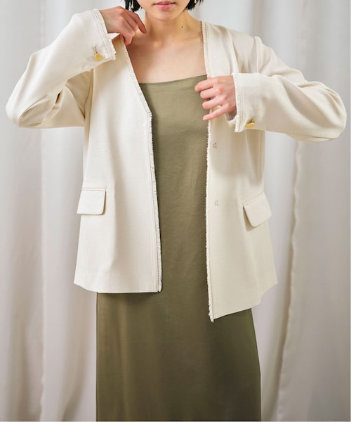 美品★スローブイエナ IENA habi Vネックジャケット 薄手 シアー 春夏 SLOBE IENA（スローブイエナ）の「《予約》habi Vネックジャケット