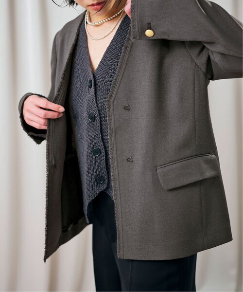 美品★スローブイエナ IENA habi Vネックジャケット 薄手 シアー 春夏 SLOBE IENA（スローブイエナ）の「《予約》habi Vネックジャケット