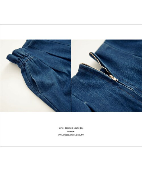QUEEN SHOP（クイーンショップ）の「壓褶造型高腰拉鍊牛仔長褲 兩色售 S/M（パンツ・レディース・深藍/淺藍・S/M）」の8枚目の写真