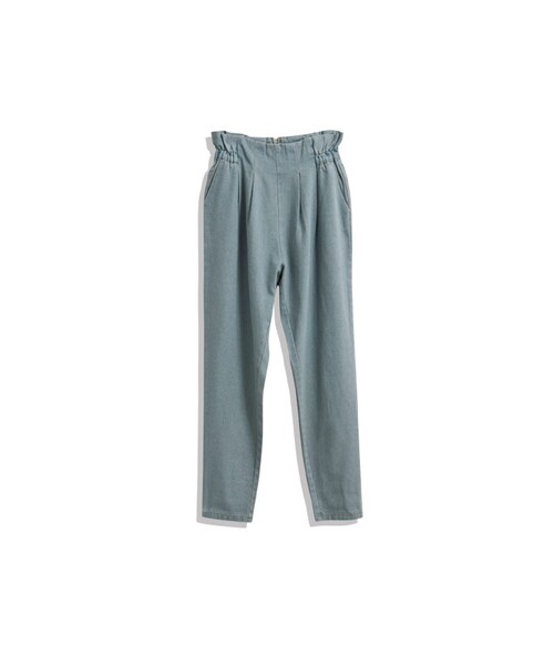 QUEEN SHOP（クイーンショップ）の「壓褶造型高腰拉鍊牛仔長褲 兩色售 S/M（パンツ・レディース・深藍/淺藍・S/M）」の2枚目の写真