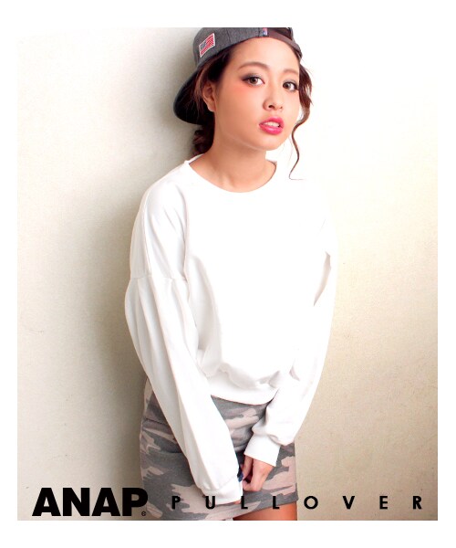 ANAP（アナップ）の「ドロップパフショルダースウェットプルオーバー（ドロップパフショルダースウェットプルオーバー・レディース・ホワイト/グレー/ベージュピンク/ブルー・onesize）」の5枚目の写真
