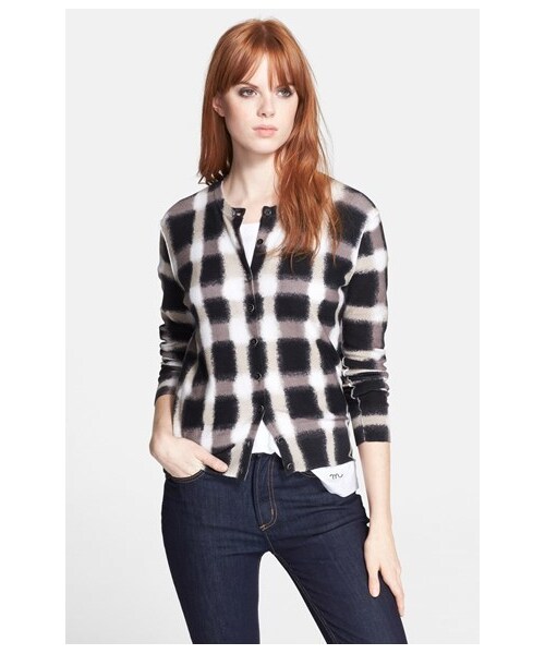 Marc by Marc Jacobs（マークバイマークジェイコブス）の「MARC BY MARC JACOBS 'Blurred Plaid' Print Cardigan（カーディガン/ボレロ・レディース・Piggy Pink Multi/Black Multi・Regular Small/Regular Medium/Regular X-Small/Regular Large）」の2枚目の写真