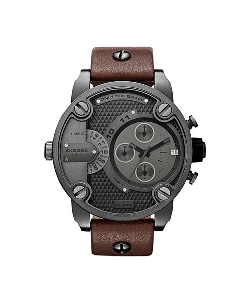 DIESEL(ディーゼル)の「DIESEL® 'Little Daddy' Chronograph Leather Strap Watch, 51mm(アナログ腕時計・メンズ・Brown/ Gunmetal)」の2枚目の写真