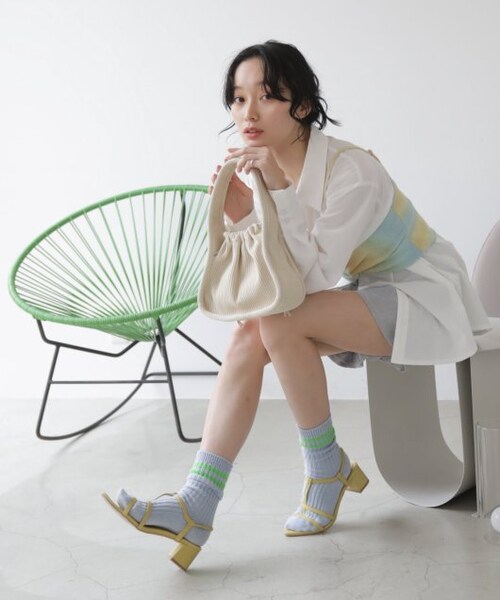 RAY CASSIN（レイカズン）の「ヒールナローサンダル（シューズ・レディース・クロ/イエロー/ブラウン・M/L）」の7枚目の写真