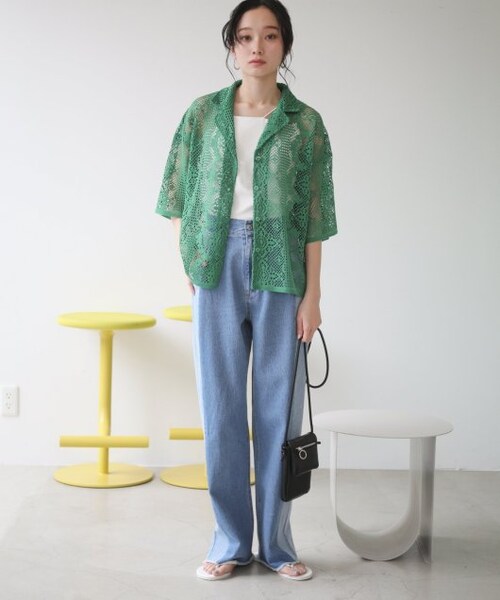 RAY CASSIN(レイカズン)の「S/M展開 配色フリンジデニム(パンツ・レディース・ブルー/ネイビー/キナリ・S/M)」の18枚目の写真