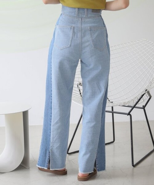 RAY CASSIN(レイカズン)の「S/M展開 配色フリンジデニム(パンツ・レディース・ブルー/ネイビー/キナリ・S/M)」の11枚目の写真