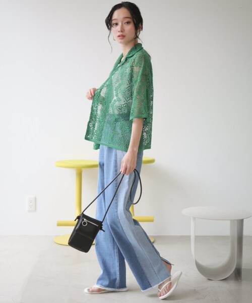 RAY CASSIN(レイカズン)の「S/M展開 配色フリンジデニム(パンツ・レディース・ブルー/ネイビー/キナリ・S/M)」の19枚目の写真